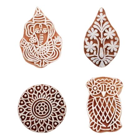 Set of 4 Piece New Mix Wooden Printing Block